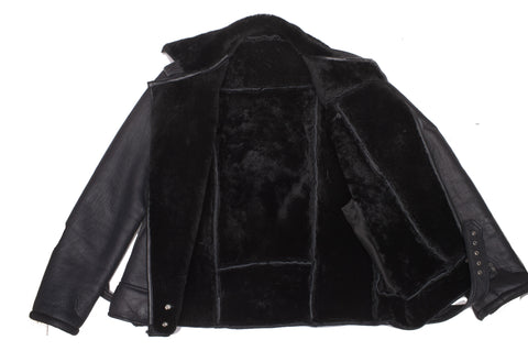 Black Shearling Biker Jacket for Men – Merino Sheepskin