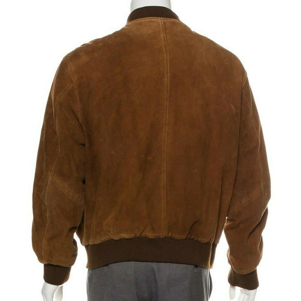 Stylish Brown Suede Leather Bomber Jacket for Men - AMSEL LEATHERS