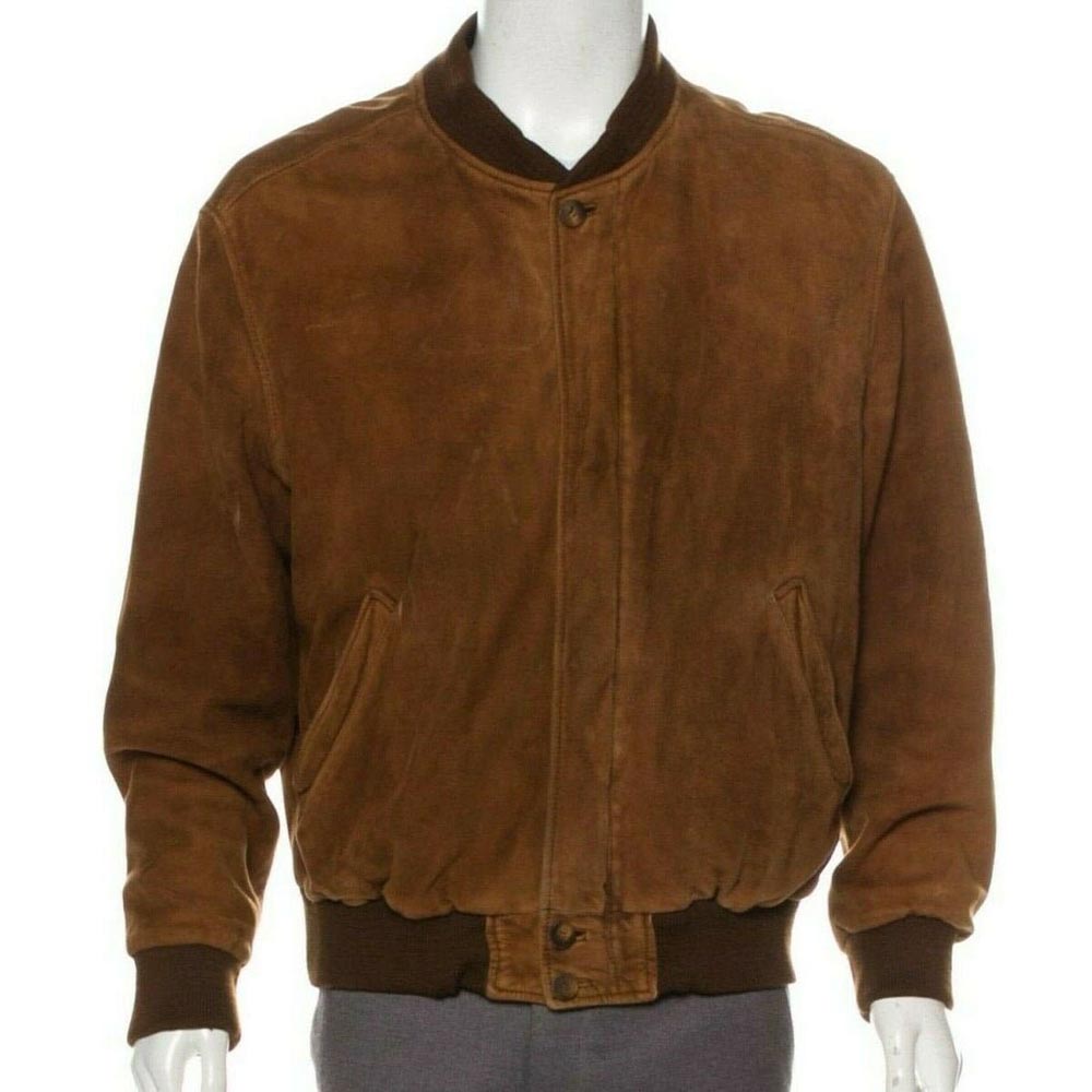 Stylish Brown Suede Leather Bomber Jacket for Men - AMSEL LEATHERS