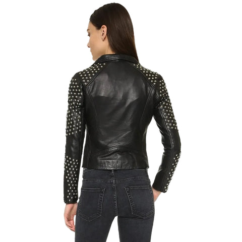 Taliyah Black Studded Leather Jacket
