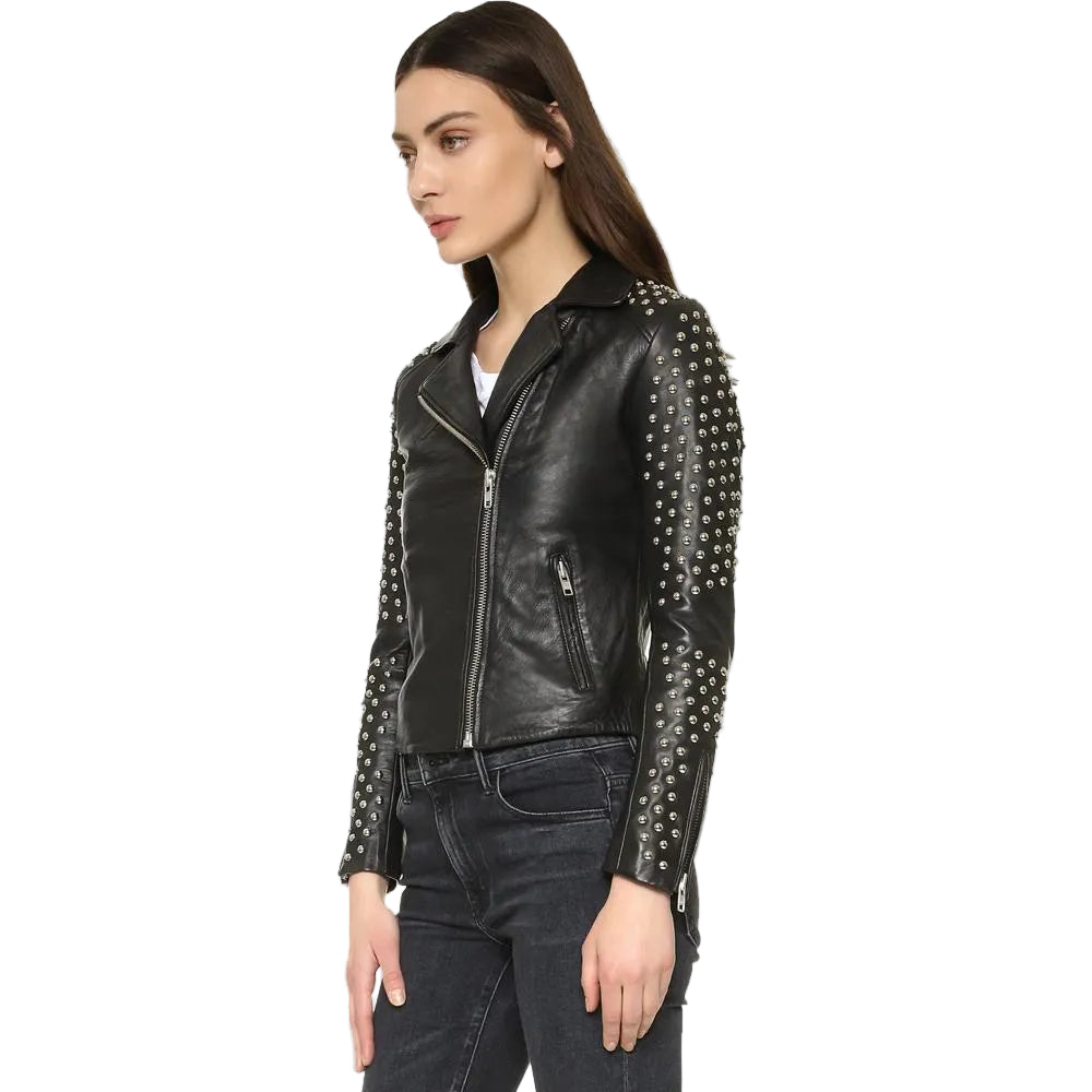 Taliyah Black Studded Leather Jacket