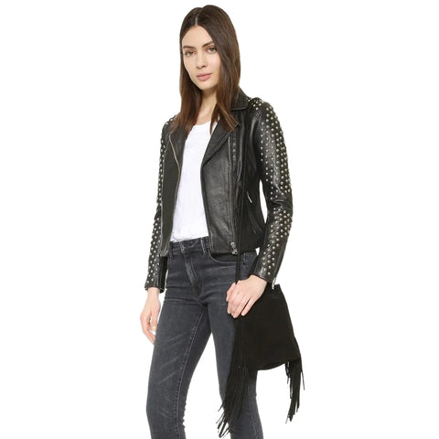 Taliyah Black Studded Leather Jacket