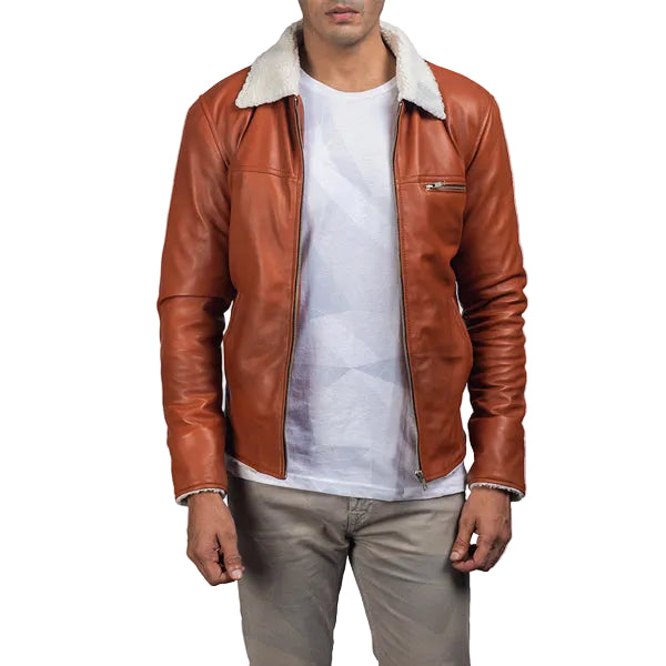 Tan Shearling Leather Jacket