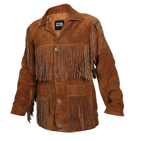 men's black fringe suede leather jacket evren detail close up