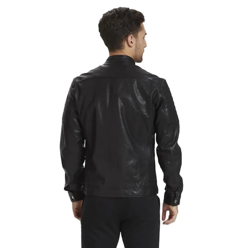 Troy Black Racer Leather Jacket