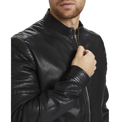 Troy Black Racer Leather Jacket