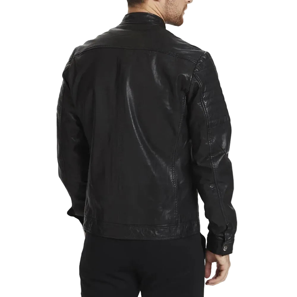 Troy Black Racer Leather Jacket