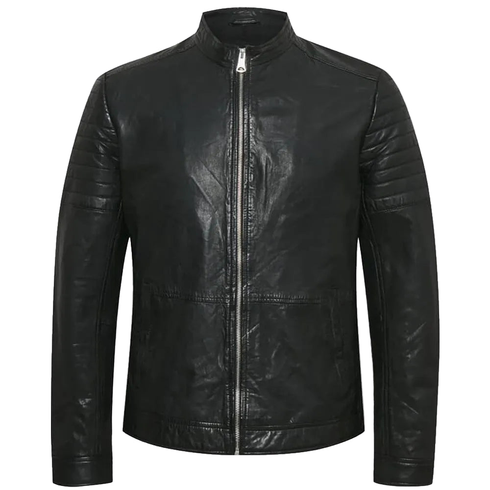 Troy Black Racer Leather Jacket