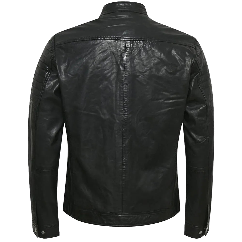 Troy Black Racer Leather Jacket