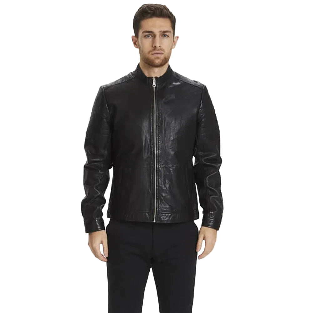 Troy Black Racer Leather Jacket
