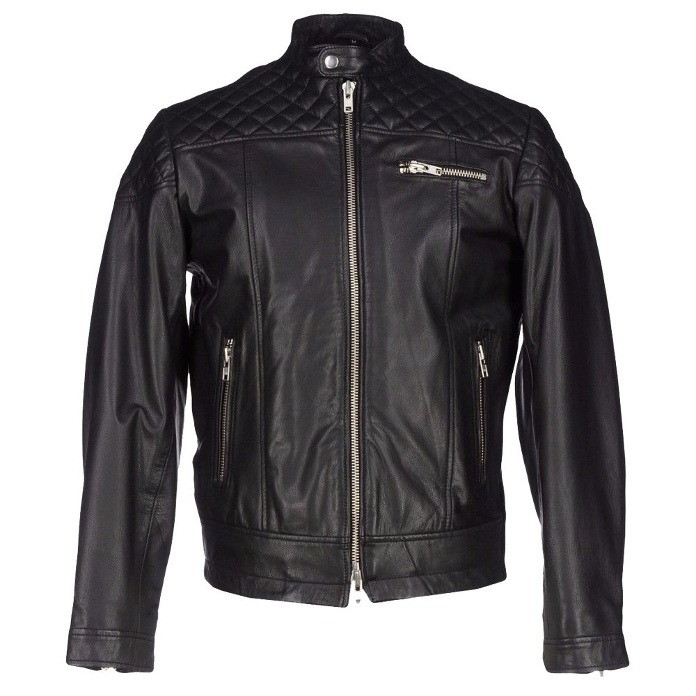 Quilted Shoulders Biker jacket - AMSEL LEATHERS