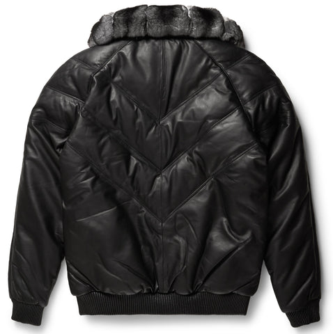 • lambskin bomber jacket fur collar detail
