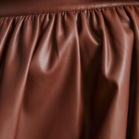 women's brown leather skirt elara texture detail