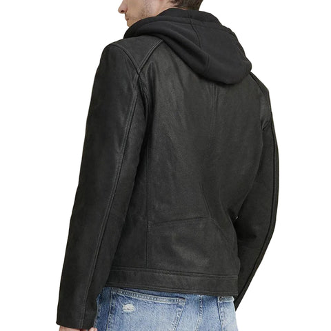 Vintage Hooded Leather Jacket