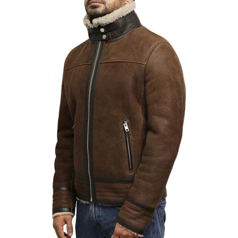 Vintage shearling aviator jacket with fleece lining