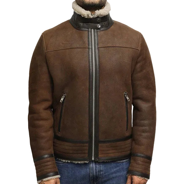 Vintage shearling aviator jacket with fleece lining
