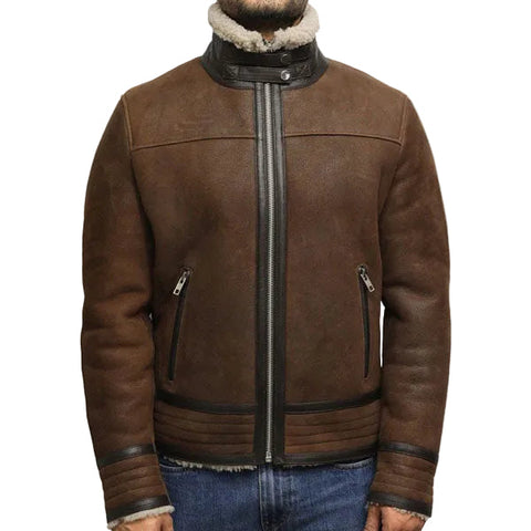 Vintage shearling aviator jacket with fleece lining