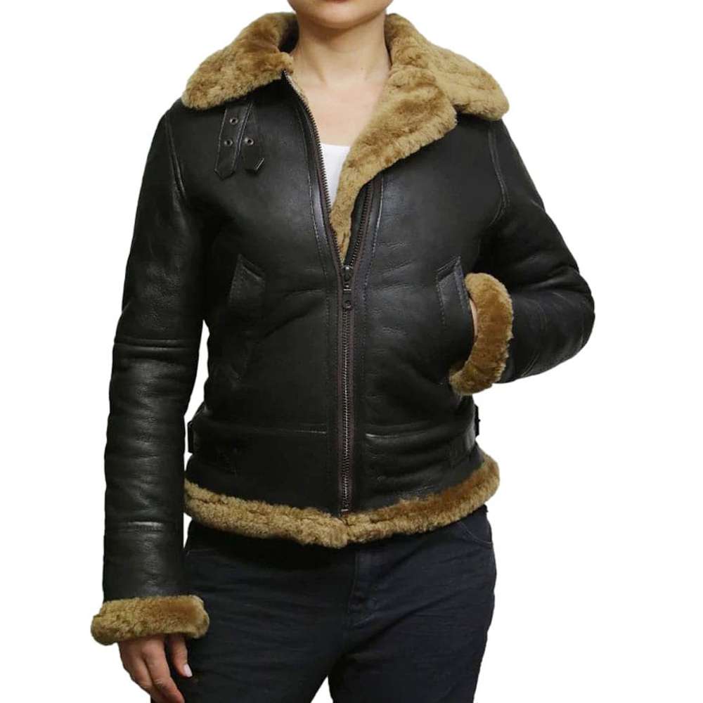 WW2 Aviator Pilot B3 Bomber Leather Jacket Womens - AMSEL LEATHERS