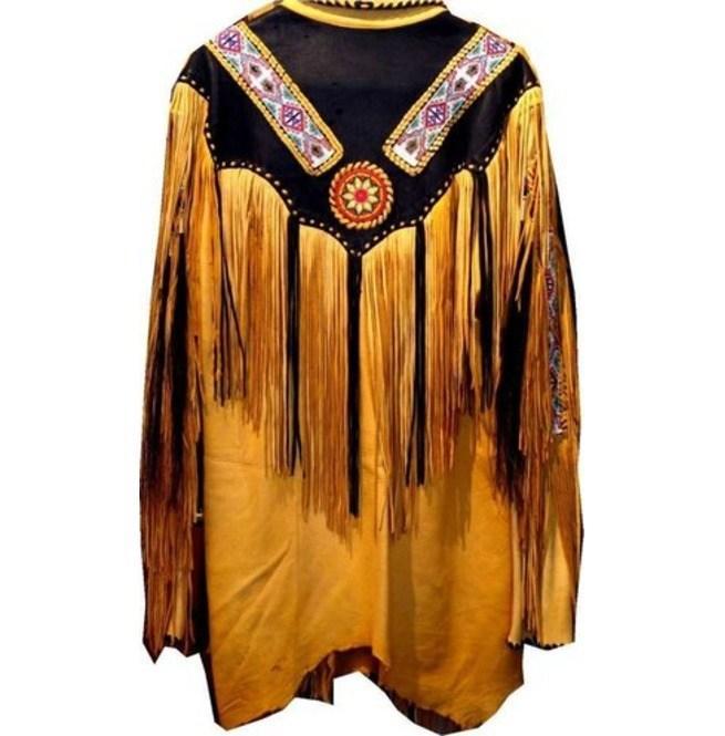men’s tan cowhide leather western jacket side angle