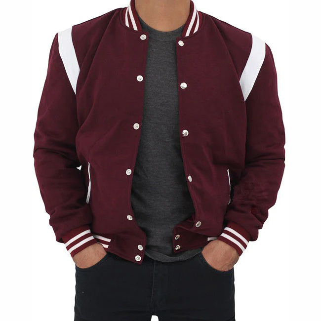 White and Maroon Letterman Jacket - AMSEL LEATHERS