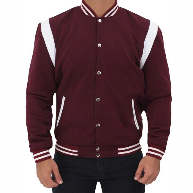 White and Maroon Letterman Jacket - AMSEL LEATHERS