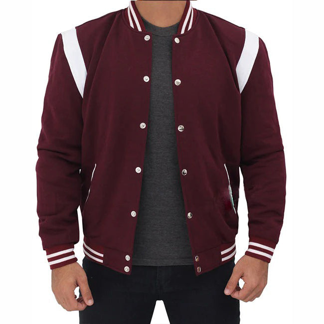 White and Maroon Letterman Jacket - AMSEL LEATHERS