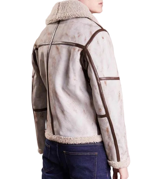 White leather flight jacket for men
