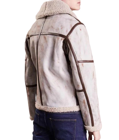 White leather flight jacket for men
