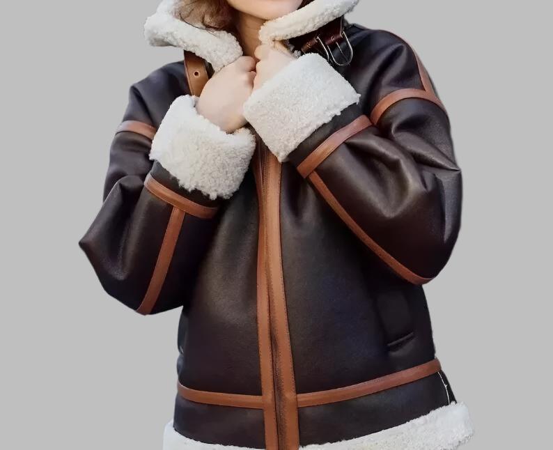 Winter Fur B3 RAF Aviator Shearling Leather Jacket for Women - AMSEL LEATHERS