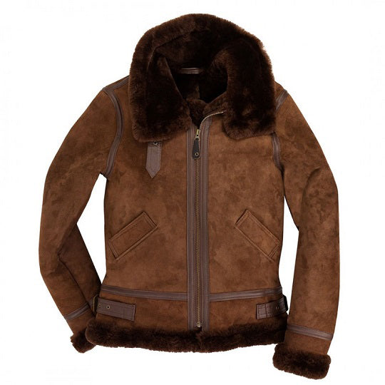 • b3 suede leather jacket mens chocolate brown front view
