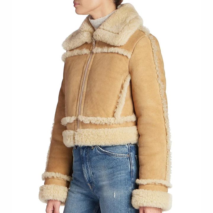 Women B3 Bomber Shearling Fur Coat Aviator Jacket - AMSEL LEATHERS