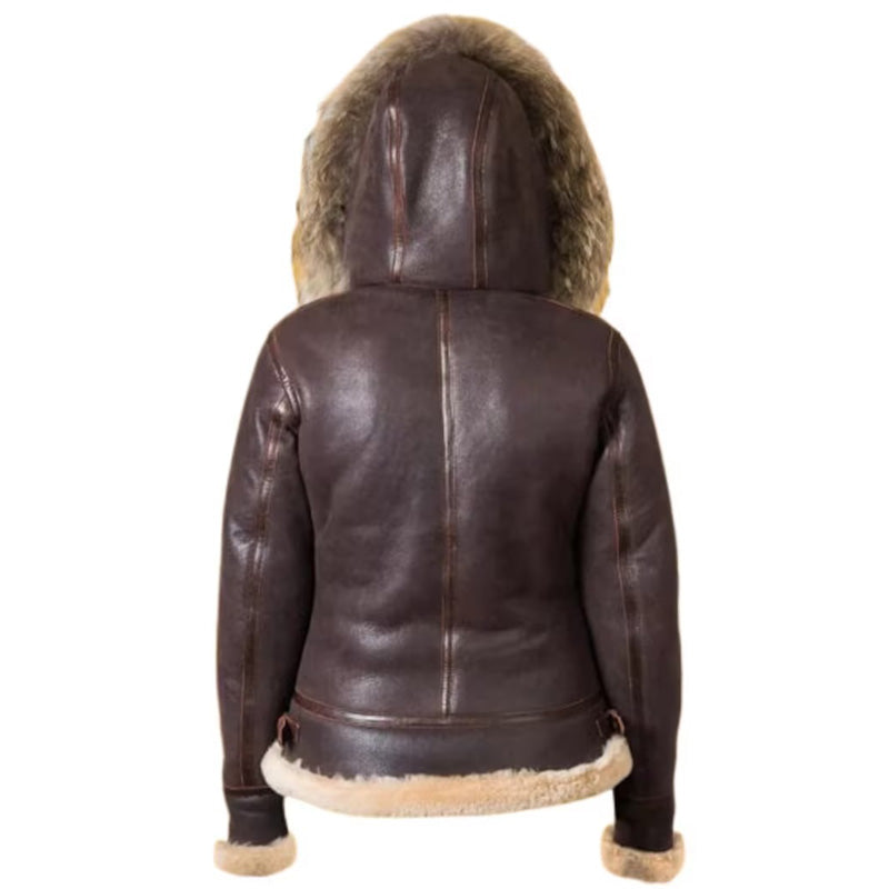 Women B3 RAF Aviator Shearling Sherpa Lined Leather Jacket - AMSEL LEATHERS