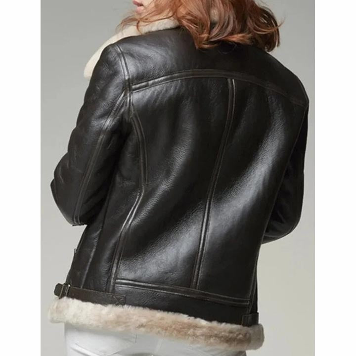 Women B3 RAF Aviator Sheepskin Shearling Fur Coat Jacket - AMSEL LEATHERS