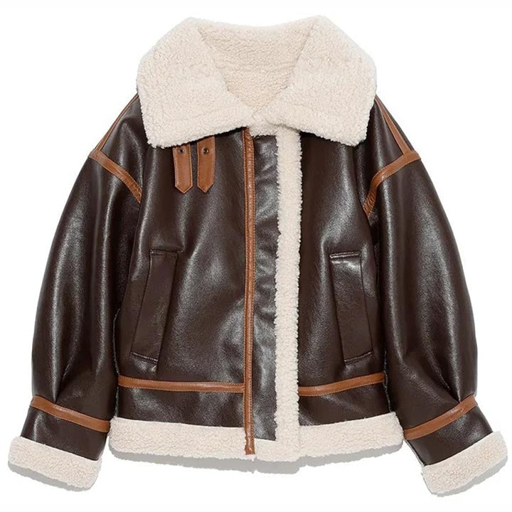 Women B3 RAF Aviator Sherpa Lined Sheepskin Shearling Leather Jacket - AMSEL LEATHERS