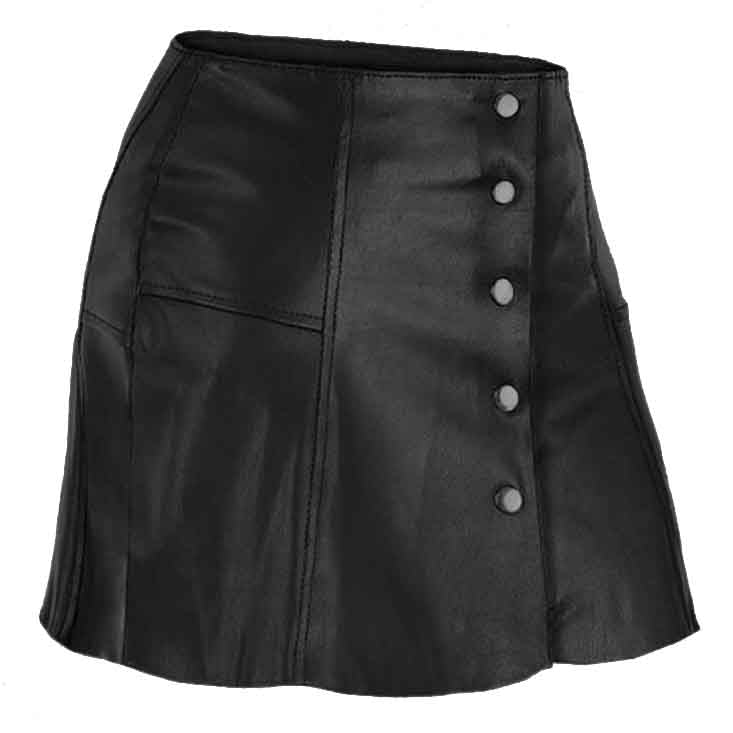 Women Bloom Leather Skirt Black - AMSEL LEATHERS