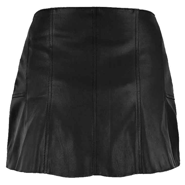 Women Bloom Leather Skirt Black - AMSEL LEATHERS