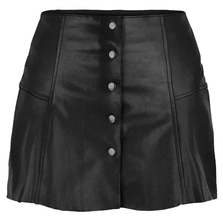 Women Bloom Leather Skirt Black - AMSEL LEATHERS