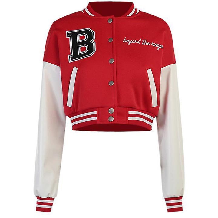 Women Cropped Varsity Baseball Jacket - AMSEL LEATHERS