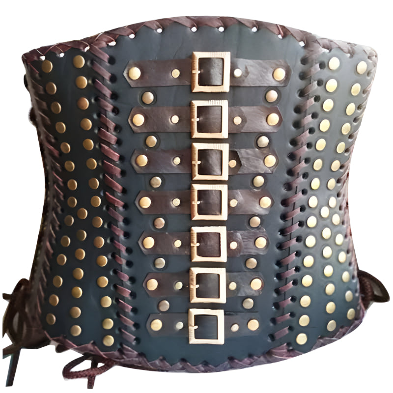 Women’s Gothic Steampunk Corset Top – Vintage Steel Boned Bustier with Chains - AMSEL LEATHERS