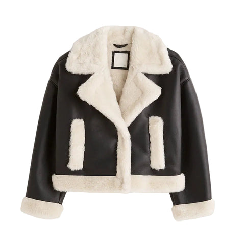 Women Aviator B3 Sheepskin Shearling Riding Leather Jacket