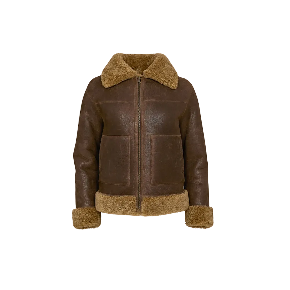 Women B3 Flight Leather Bomber Aviator Jacket
