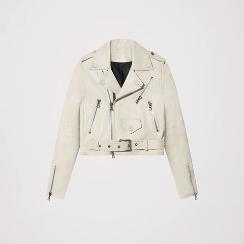Women Biker cowhide leather Jacket