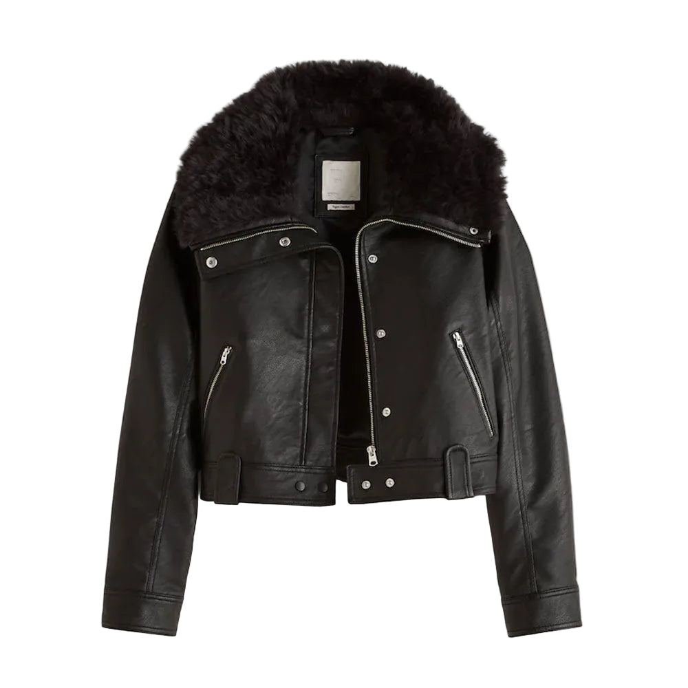 Women Black RAF B3 Sheepskin Shearling Aviator Leather Jacket