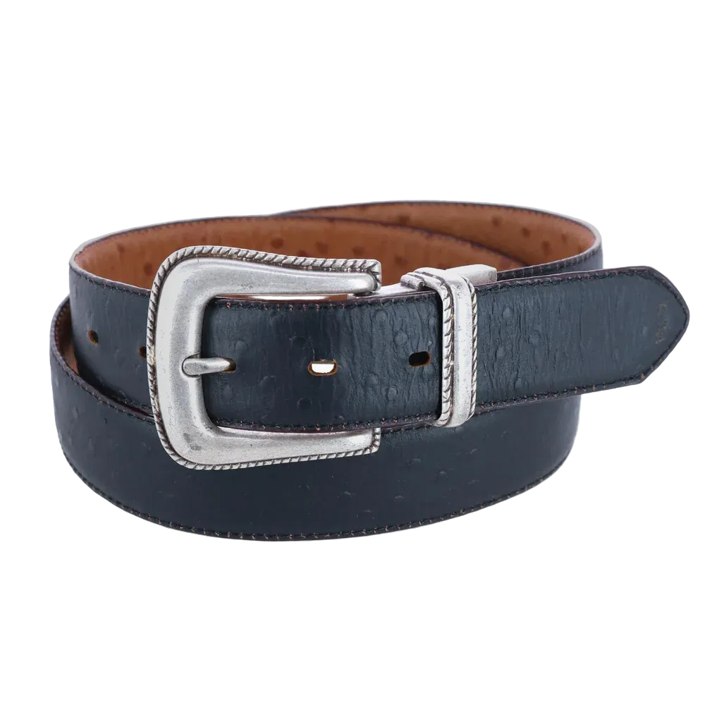 Women Brown&Black Reversible Ostrich Genuine Leather Print Belt