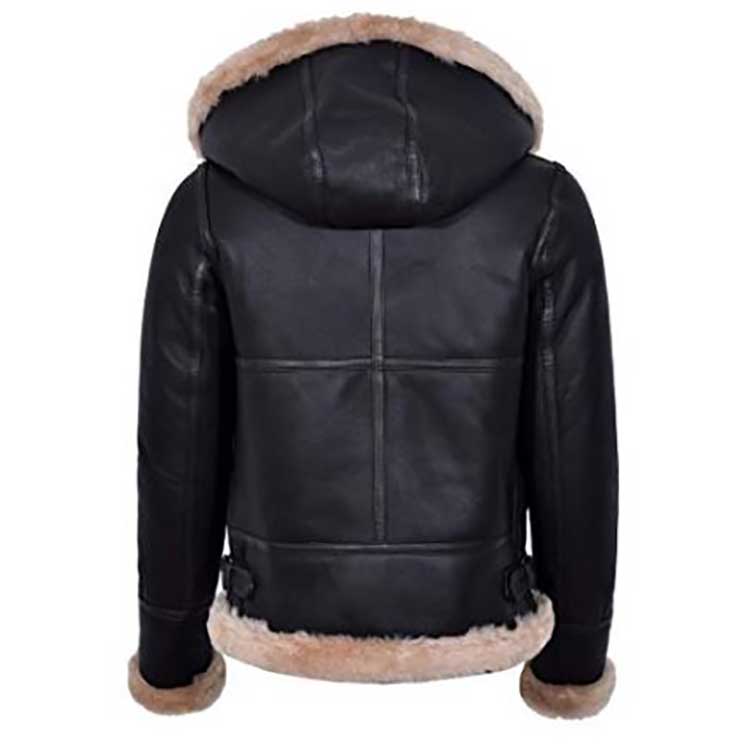 women’s cowhide leather aviator jacket back view