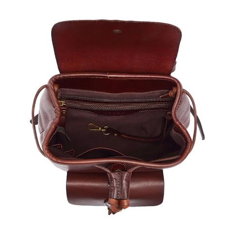 Women Lambskin Brown Small Genuine Leather Backpack