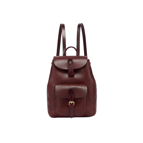 Women Lambskin Brown Small Genuine Leather Backpack