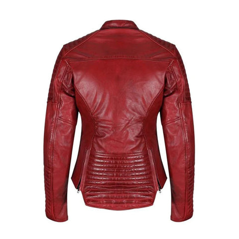 Women Red B3 Sheepskin Leather Biker Jacket
