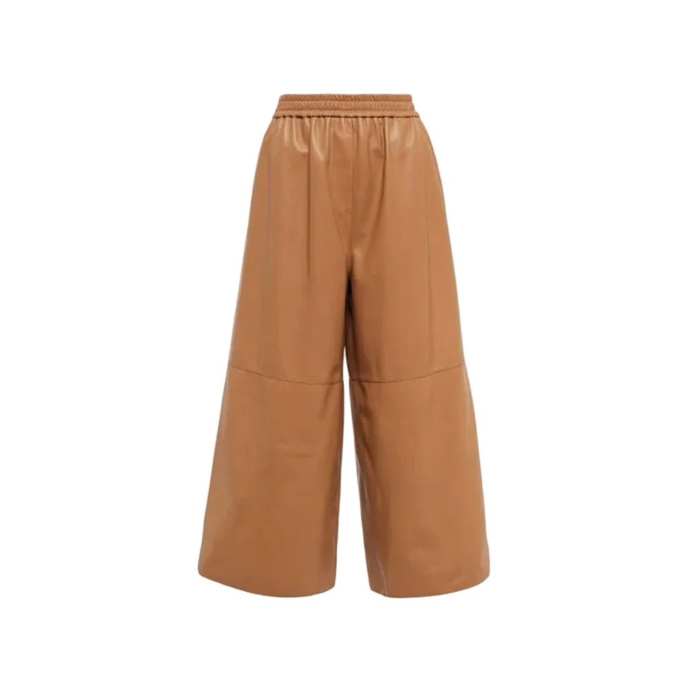 women's brown sheepskin leather pants selene front view