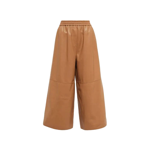 women's brown sheepskin leather pants selene front view
